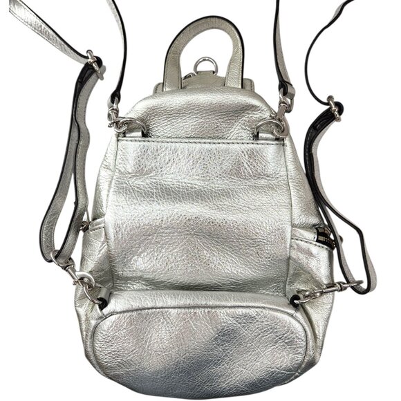 Rebecca Minkoff Julian Silver Leather Backpack Handbag 10" x 8" x 6" - Picture 10 of 10